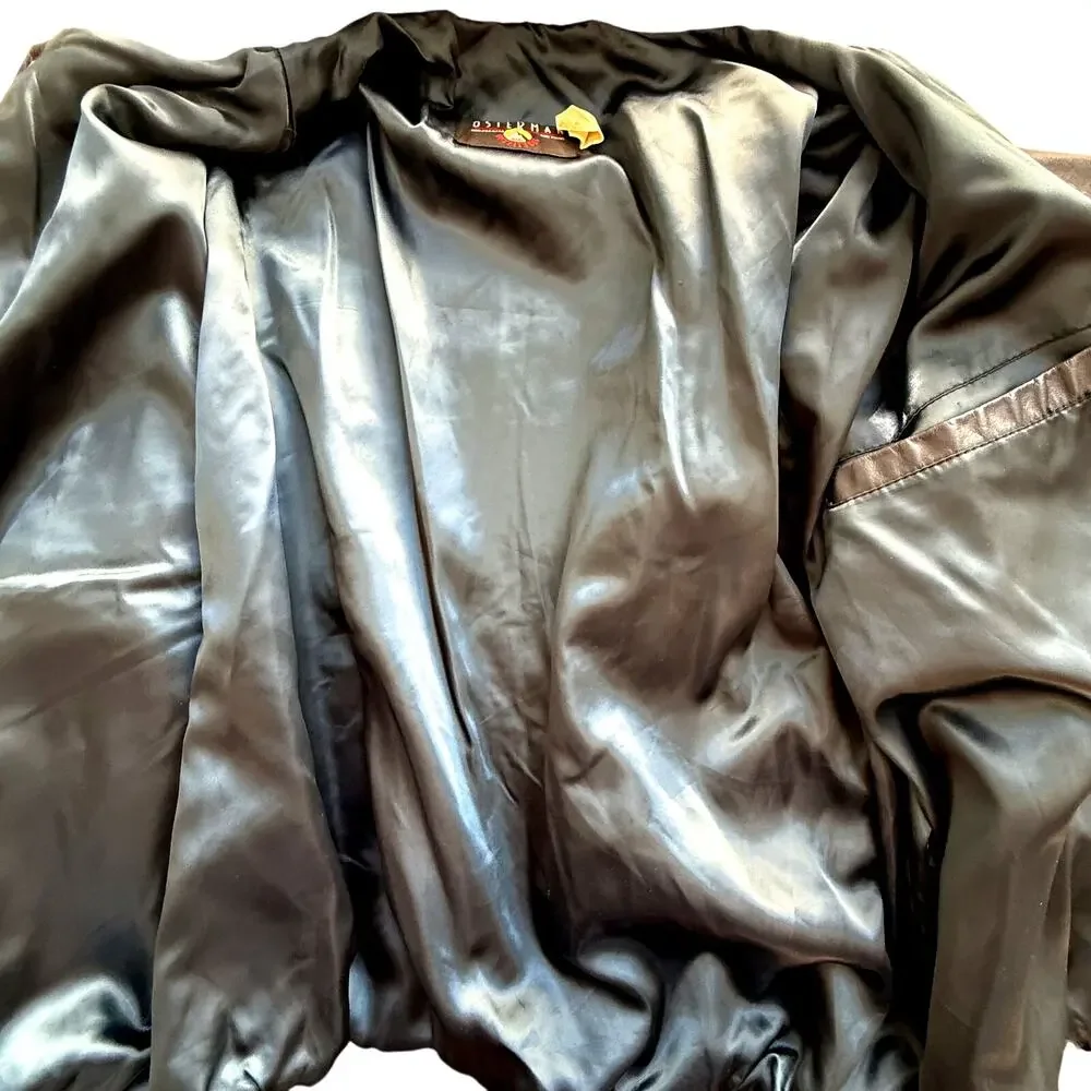 Osterman Tide Racing Letterman Jacket Mens sz L Navy Blue Leather Indie Nascar